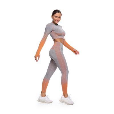 China Breathable Accept Customization Ropa Deportiva Women Gym Seamless Fitness Clothing Plus Size Workout Clothing 3 Piece Yoga Set for sale