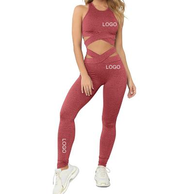 China Breathable Accept Seamless Fitness Clothing Customization Ropa Deportiva Women Gym Soild Wear Set Two Piece Active Yoga Set for sale