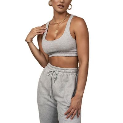 China New Breathable Custom Logo Joggers 2 Piece Set Women Outdoor Crop Top Two Piece Pants Set Teams Women Two Piece for sale