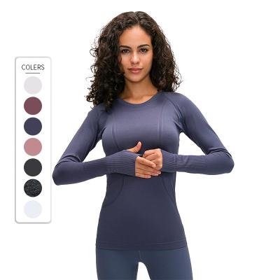 China Customization Breathable Women Long Sleeve Yoga Tops Wholesale Active Workout Sports Shirt Women Fitness Wear T-shirt Girls for sale