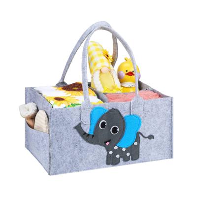 China Upin Mommy Felt Elephant Baby Diaper Bag Eco-Friendly Cute Custom Newborn Felt Carriage for sale