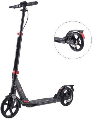 China PU Wheel 200mm Adult Kick Scooter For Adult Big Wheels Kick Scooters With Hand Brake And Double Suspension for sale