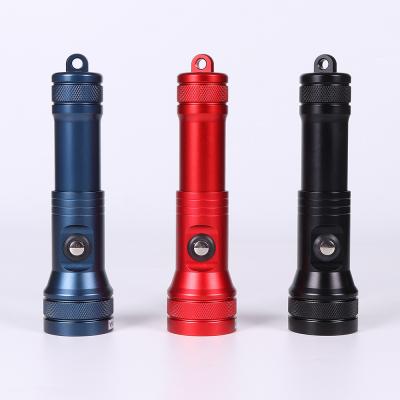 China Hot Selling HD01 Emergency Diving Light Dive Torch Underwater Waterproof Underwater Flashlight With On Off Mode Three Color For Diver for sale