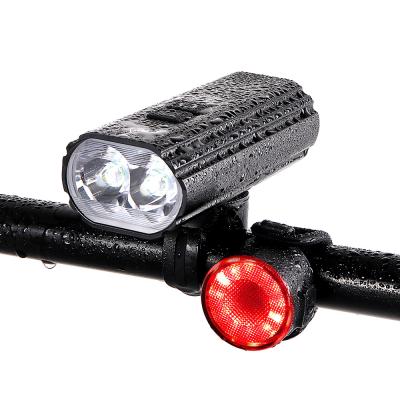 Κίνα New Bicycle Head Light IPX-6 Waterproof Rechargeable Dual Led Front Rear Bike Head Light Set Mount With 5 Modes 120017 προς πώληση