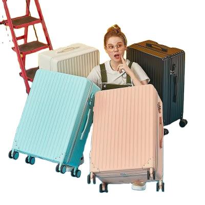 China FASHION 2023 new wide fashion trolley China travel luggage green polycarbonate suitcase lightweight luggage for sale