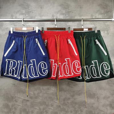 China 2022 Summer Anti-Wrinkle Rhude Beach Shorts Zipper Short Pants Rope Sports Boxing Men Mesh Nylon Shorts for sale