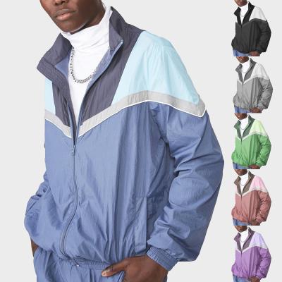 China Reversible Solid Blank Zipper Anorak Color Block Clothing Workout Workout Jacket And Pants Set Custom Made Polyester Nylon Jackets For Men for sale