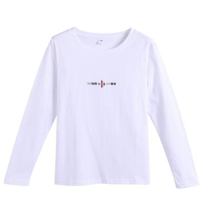 China white lady Anti-wrinkle Yunmei crepe women's T-shirt long sleeve base shirt embroidery t-shirt made in China for sale