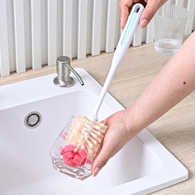 China Sustainable Long Handle Sponge Household Kitchen Water Bottle Head Cleaning Brush for sale