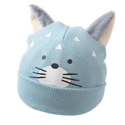 China Autumn And Winter Soft High Quality Cute Childish Crochet Baby Hat Kitten Knitted Hat for sale