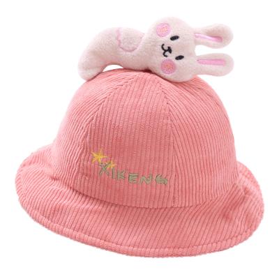 China Soft spot children's fun corduroy baby fisherman hat men and women baby shadow bear bucket hat for sale