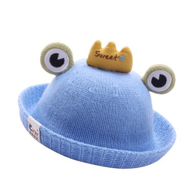 China Low Point Baby Bucket Hat Winter Sunshade Large Tension Adjustment Eyes Knitted Baby Bucket Wool Hat for sale