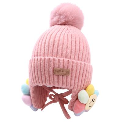 China 2021 Winter New Infant Cute Ear Lovely Pom Pom Hat Softly Knitting Baby Warm Hat for sale