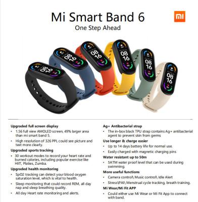 Chine Moniteur femelle de santé de Xiaomi de la montre-bracelet 6 de Smart Watch de l'oxygène imperméable de sang à vendre