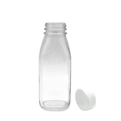 China Beverage Wholesale 300ml Square Milk Bottle Beverage Bottle Glass for sale