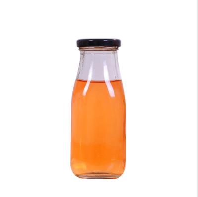 China French Wine 350ml Square Clear Fruit Tea Beverage Beverage Bottle Milk Glass Drinking Bottle for sale