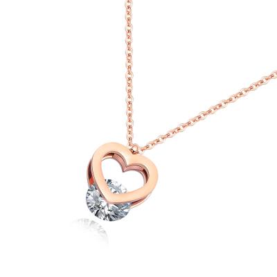 China 2019 Hot Sale Fashionable Gorgeous Hot Sale Stainless Steel Link Chain Necklace Rose Gold Cu Pendant Titanium Necklace Women Gift for sale