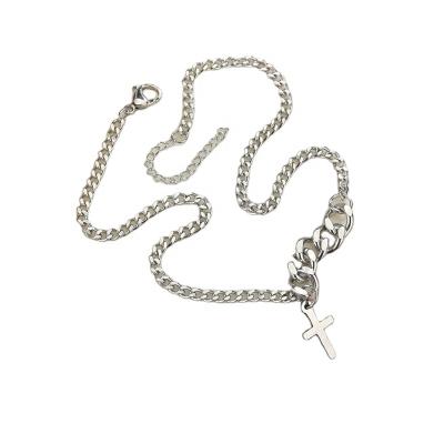 China 2020 New Hip Hop Jewelry Stainless Steel Necklace Casual/Sporty Dangling Necklace Women Retro Charm Punk Cuban Chain Cross Pendant for sale