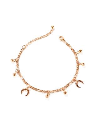 China Rose Gold Multi Charms Dangling Retro New Hot Sale Hiphop Anklet Jewelry Women Summer Cuban Chain Anklet Stainless Steel Chain Anklets for sale