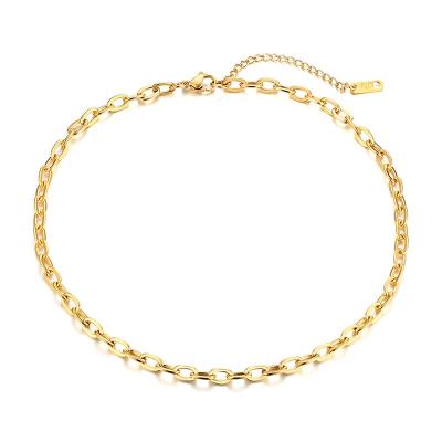 China 2021 New Hiphop Stainless Steel O Chain Linked Endless Gold Plated Retro Necklace Chunky Trendy Big Heavy Chain Jewelry Women Punk Gift for sale