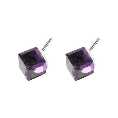 China New 925 Sterling Silver Luxury Square Simple Stone Color Stud Earring Fashionable Multi Women Crystal Post Earrings from CLASSIC 2021 Wholesale for sale