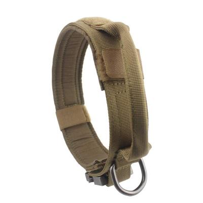 China Heavy Duty Military Dog Trainer Army Training Pet Collars Padded Tactical Collars With Handle For Dogs for sale