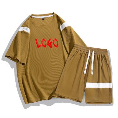 China Breathable 2024 Summer Casual sets tracksuit patchwork half sleeve O neck T-shirt loose 2 pieces shorts set for sale