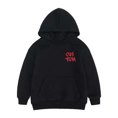 China Anti-Shrink Custom Logo Children Pullover boys Hooded Sweatshirts Cotton Casual black hoodies for kids boy 5 7 11 13 14 15 old years for sale