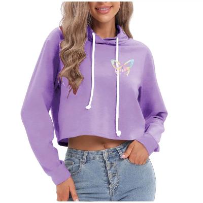 China Breathable Casual Jumper Tops Spring Tops cotton hoodie high quality for teenagers crop top hoodie for girls for sale