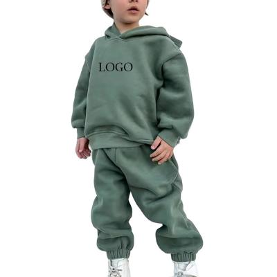 China Casual Custom kids hoodie set fleece kids hoodie sweatpants two piece suit wholesale plain cotton kids clothing jogger 2pcs sets for sale