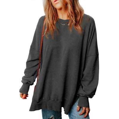 China Anti-wrinkle Ladies Oversized Sweatshirts Crewneck Drop Shoulder Loose Jumper Sweatshirts Fashion Sweatshirts Autumn Workout for sale