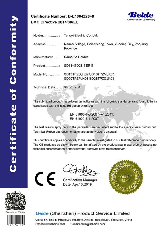 CE - Yueqing Tengyi Electric Co., Ltd.