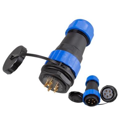 China Power Latest Hot Selling IP68 Threaded Panel Mount SD28 Locknut 5 Pin 25A M28 Plastic Circular Waterproof Power Socket Connector for sale