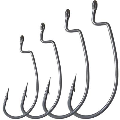 China New 3# 2# 1# Durable Wide Pointed Soft Worm Hook Jig LRRLLK Crank Offset Hooks For Soft Fishing Lures Bass Barbed Fishhook for sale