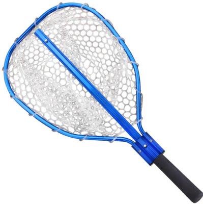 China Fishing Dip Nets LRRLLK Collapsible Fishing Net Pole Landing Aluminum Retractable Telescoping Rubber Net for sale