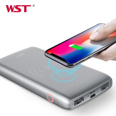 China Hot selling wireless charging new products dual output dual premium power bank 10000mah wireless charger for sale