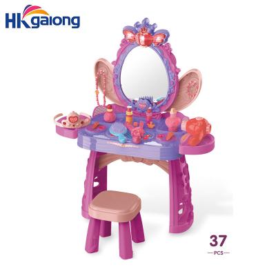 China Make Up Deluxe Kids Make Up Table Toy With Music And Light Girl Dressing Table With Chair for sale