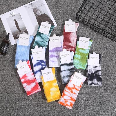 China Fashion Breathable Custom Colorful Casual Sporty Wholesale Crew Dip Dip Dye Happy Socks for sale