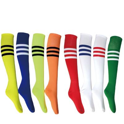 China Breathable Unisex Tube Socks Stripe, High Knee Football Soccer Volleyball Baseball Cheerleading Team Socks for sale