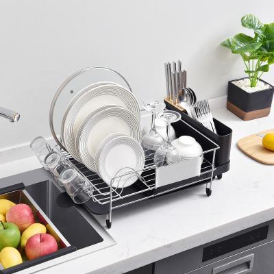 China New Stainless Steel 2022 Rustproof Dish Stocked Drying Rack Kitchen Storage Expandable Dish Drainer Rack for sale