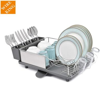 China Detachable Dish Stocked 304 Stainless Steel Dish Rack Wire Dish Dryer Dish Rack Rack Drying Rack Stainless Steel Shelf For Counter for sale