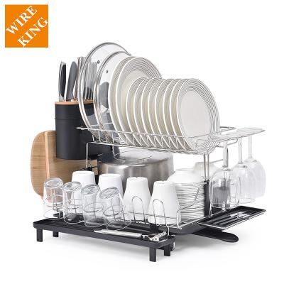 China Eco-Friendly Stainless Steel Kitchen Metal Iron Cabinet Rack Dish Rack Double Layer Storage Easy Dish Racks for sale