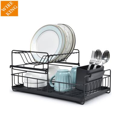 China Amazon Amazon 2 Tier Dish Rack Dish Drainer Metal Wire Base Compact Stored Shelves Racks for Kitchen Storage Rack for sale