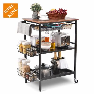 China Viable Serving Kitchen Islands Oven Rack Kitchen Furniture Organizer Holder Backers Shelf Dish Cabinets Rolling Trolley Cart for sale