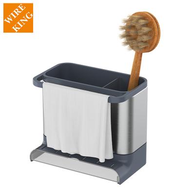 China Viable Sink Organizer Stainless Steel Kitchen Sponge Rack Sink Cart Sink Dishcloth Drain Rack Hanging Rack for sale