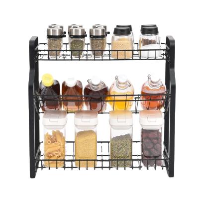 China 2021 Amazon 3 Tiers Countertops Storage Organizer Shelf Shelf Spice Rack Detachable Corner Stored Spice Container For Kitchen for sale