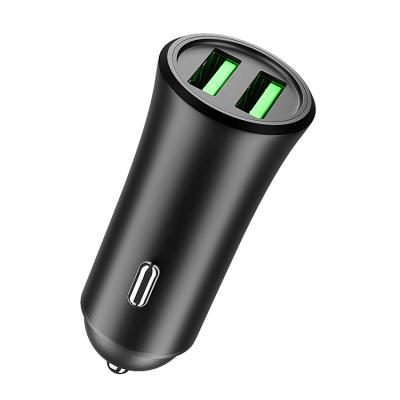 China Hot Selling Double Usb Car Charging Aluminum Alloy Fast Charging Double Usb Car USB Charger Car Fast Charger for sale