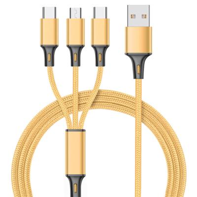 China MP3/MP4 Player 3 In 1 Usb Cable Universal Fast Charging Usb C Cable To Usb C To Type C Multi Charger Cable for sale