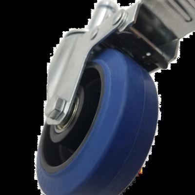 China PIVOT Products 5 Inch Swivel Caster Anti-Static Blue Rubber Wheels With Brake Use For Carts for sale