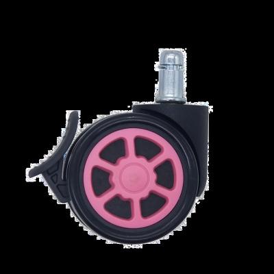 China Other Sample Available Wear Resistant Shock Absorption Pink 2.5 Inch 65mm Furniture PU Caster Wheels for sale